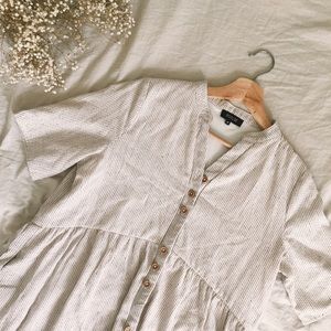 Roolee Striped Button Front Smock Dress